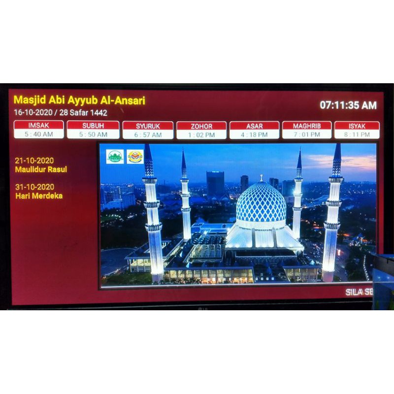 Jadual Waktu Solat Tv Kegunaan Masjid Madrasah Pejabat Dan Rumah