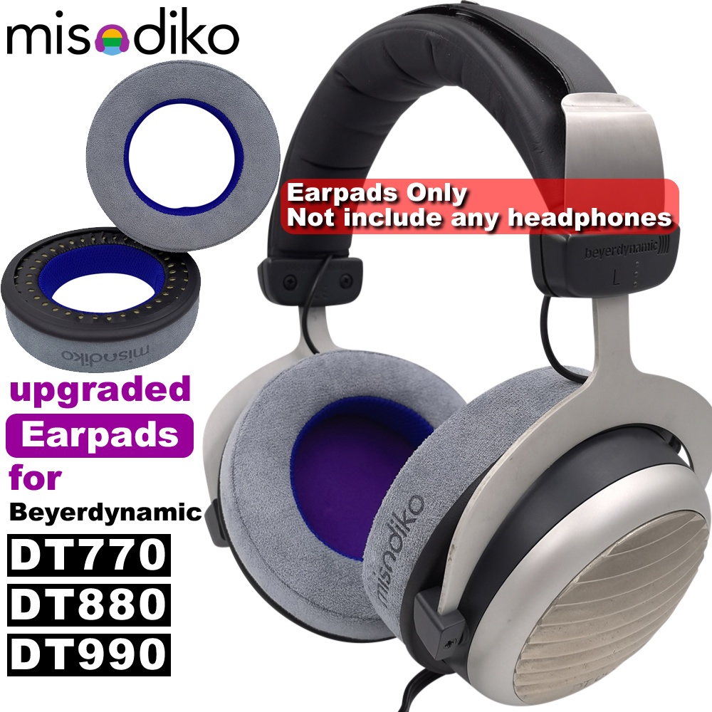 Cuscinetti Auricolari In Velluto E Memory Foam Per Beyerdynamic MMX 330 PRO, MMX300, DT880, T1, Misura 105x60x30 Mm