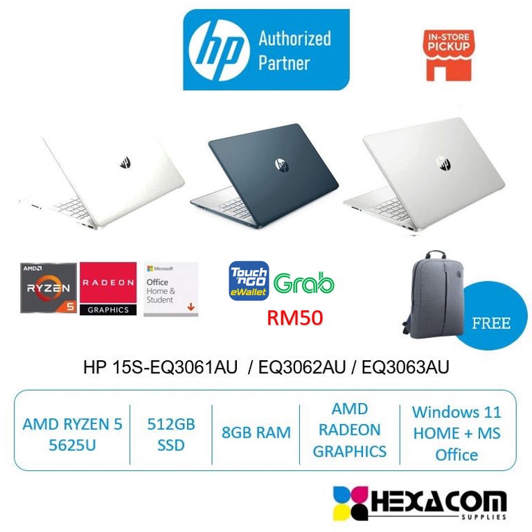 Hp 15s Eq3061au White Eq3062au Blue Eq3063au Silver R5 5625u 8gb 512gb 156 Fhd Antiglare 7519