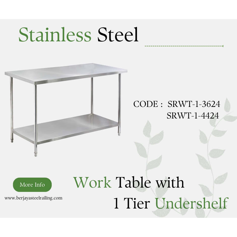 439 Stainless Steel Worktable with 1 Tier Undershelf -SRWT-1/Klang ...