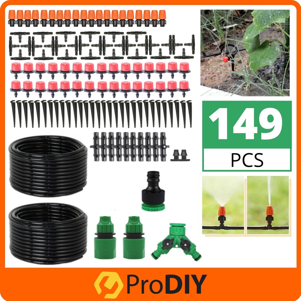 149PCS x 30M DIY Automatic Irrigation System Garden Watering Hose Micro ...