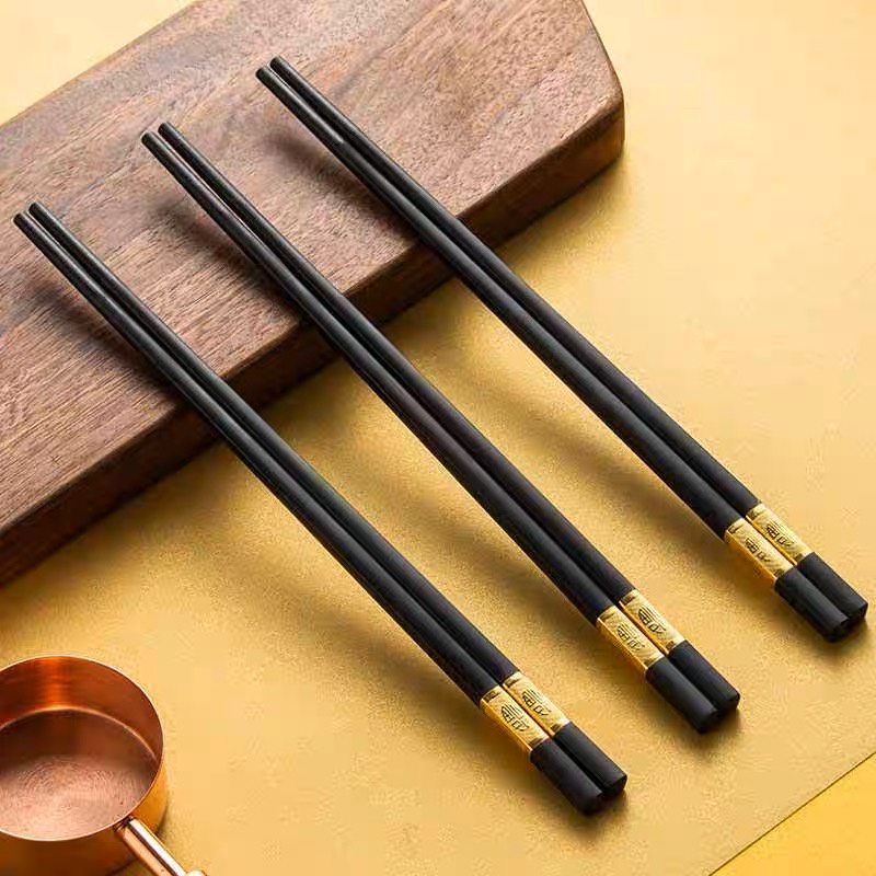 10 Pairs Gold and Silver Chopsticks Classic Series Anti-Bacteria Alloy ...