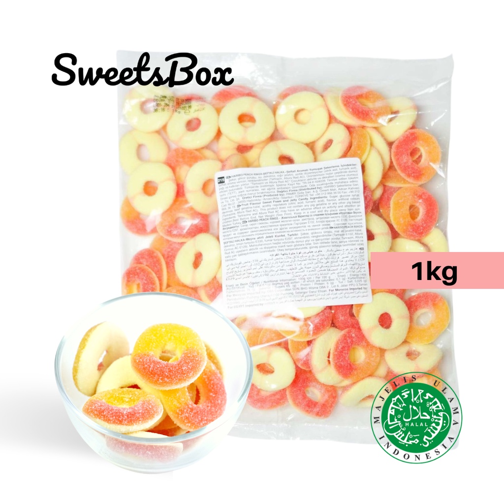 Sweetsbox | Haribo Peach Rings 1KG - Tasty Halal Candy Gummy Gula-Gula ...