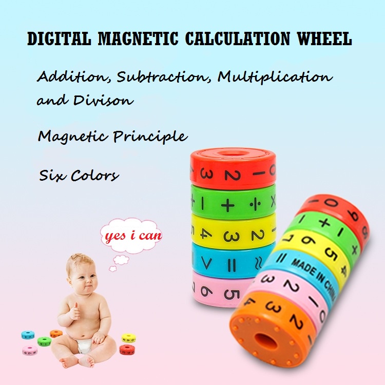 Kids Magnetic Arithmetic Wheel Number Cube Building Block Game 数字磁力运算轮 ...