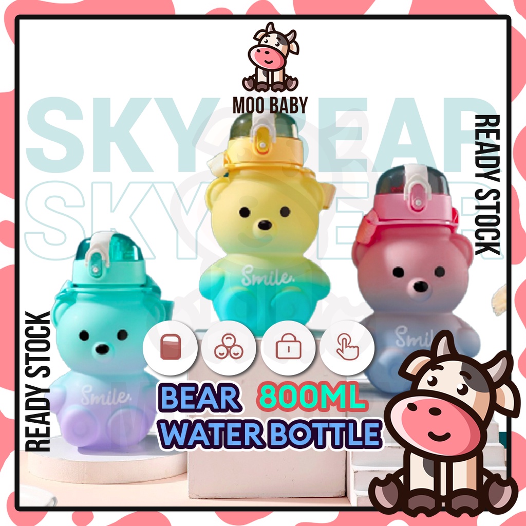 Moo Baby Kids Water Bottle 800ml Bear Water Bottle Cute Water Bottle ...