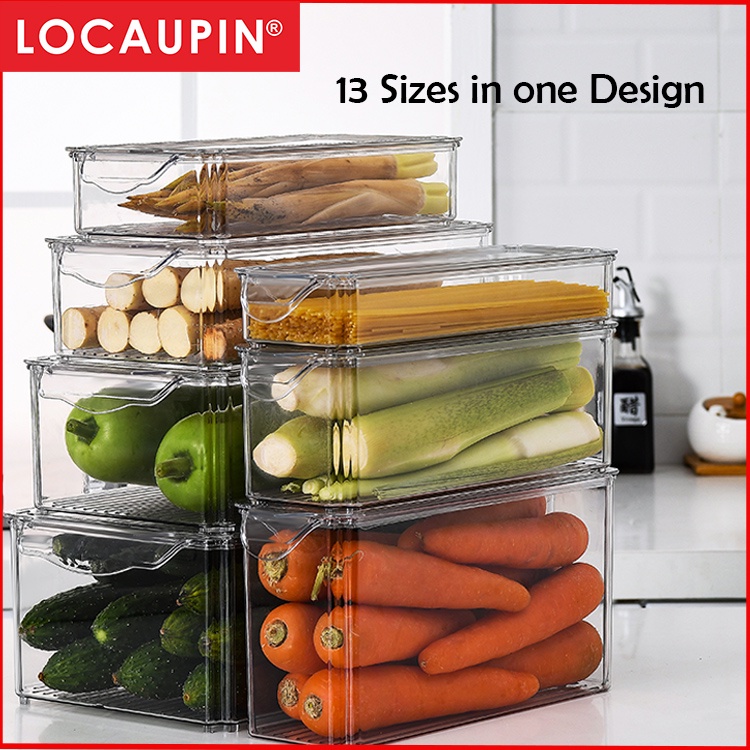 Locaupin Food Storage Containers, Stackable Refrigerator Freezer