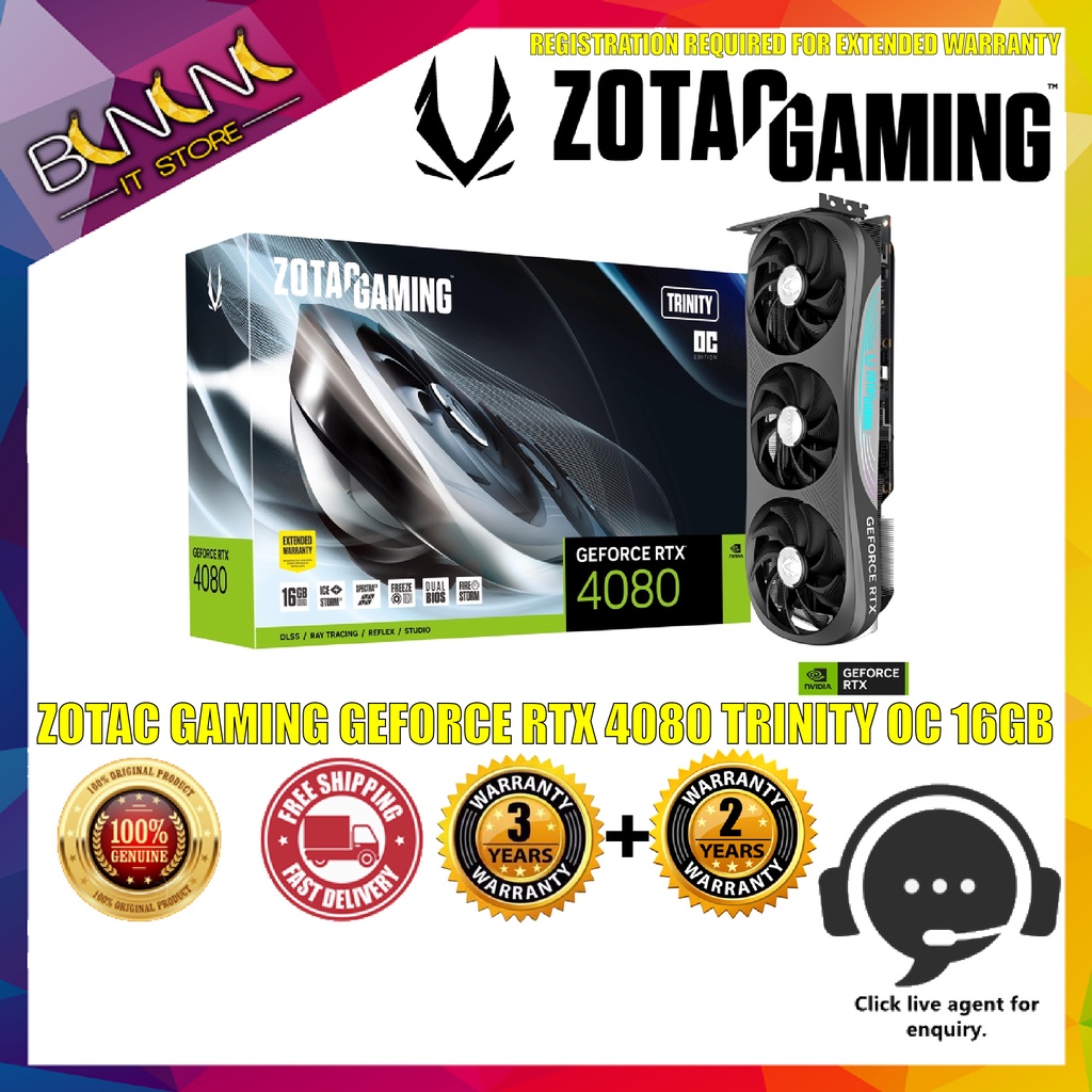 ZOTAC GeForce RTX 4080 16GB Trinity OC Graphics Card