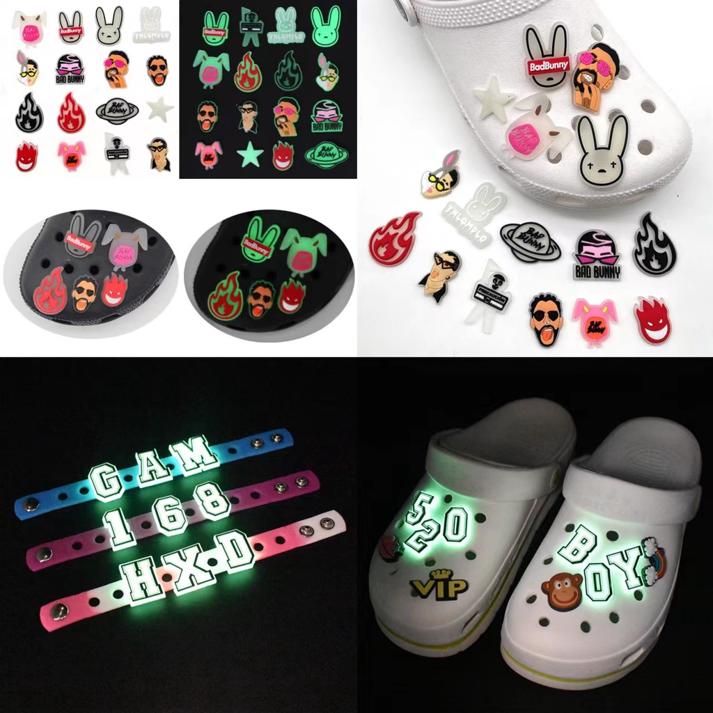Hot Sell Jibbitz Rogue Rabbit luminescent shoe charms Crocs Pin Cartoon