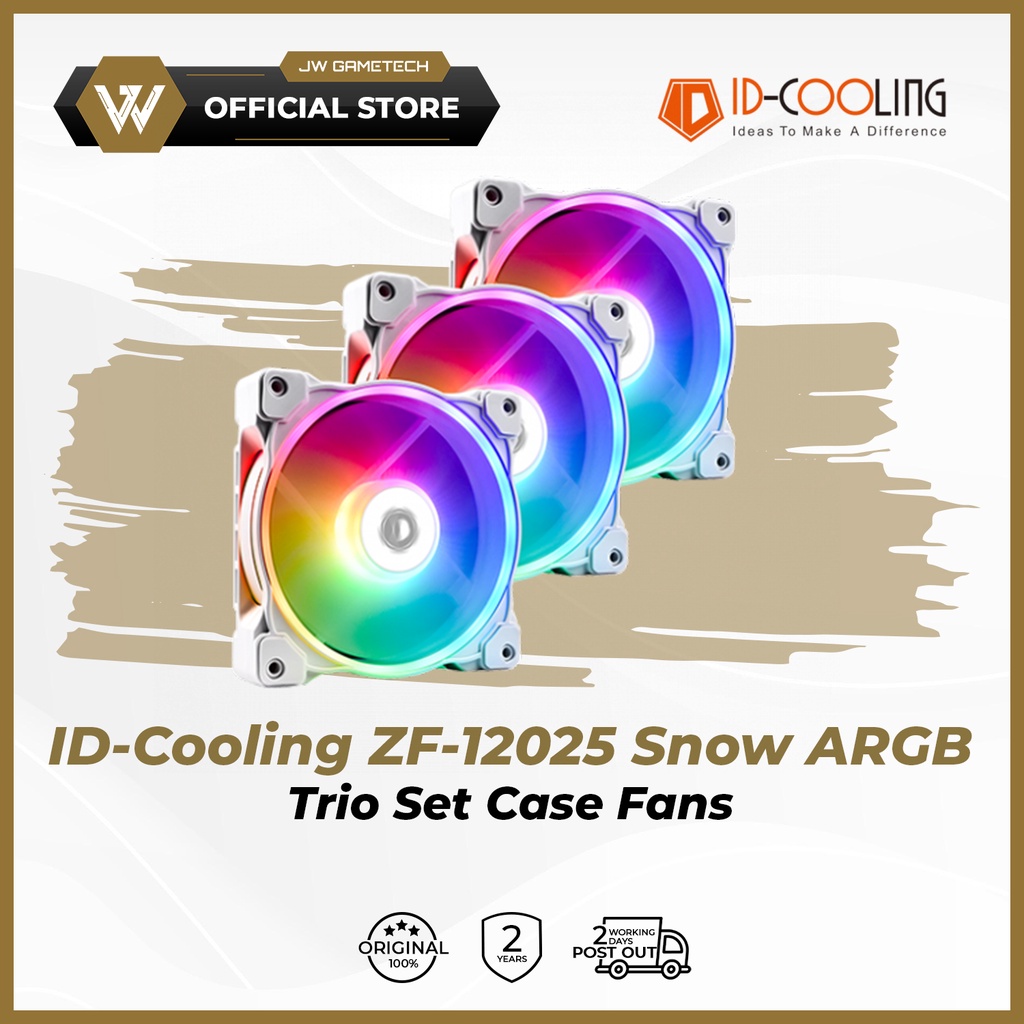 ID-Cooling ZF-12025 ARGB 120mm Case Fan Trio Set Snow (White) | Shopee ...
