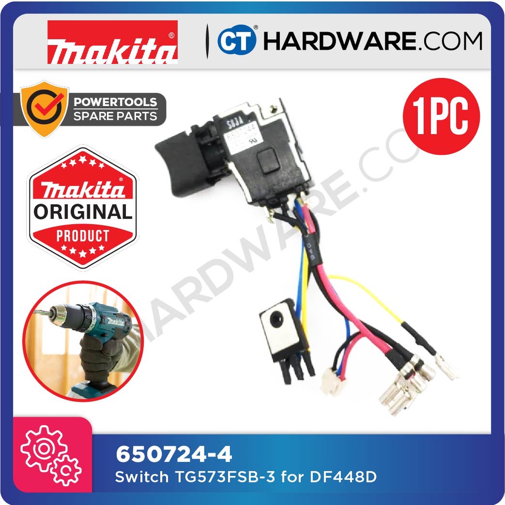 MAKITA 650724-4 ORIGINAL SWITCH TG573FSB-3 FOR DF448D DRILL [ SPARE ...