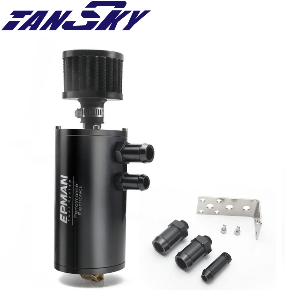 EPMAN Universal Aluminum Oil Catch Can Tank with Breather Filter Engine ...