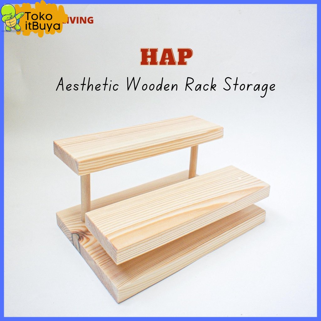 KAYU (Hap) Aesthetic Wooden Rack Kitchen Seasoning Cosmetics Action ...