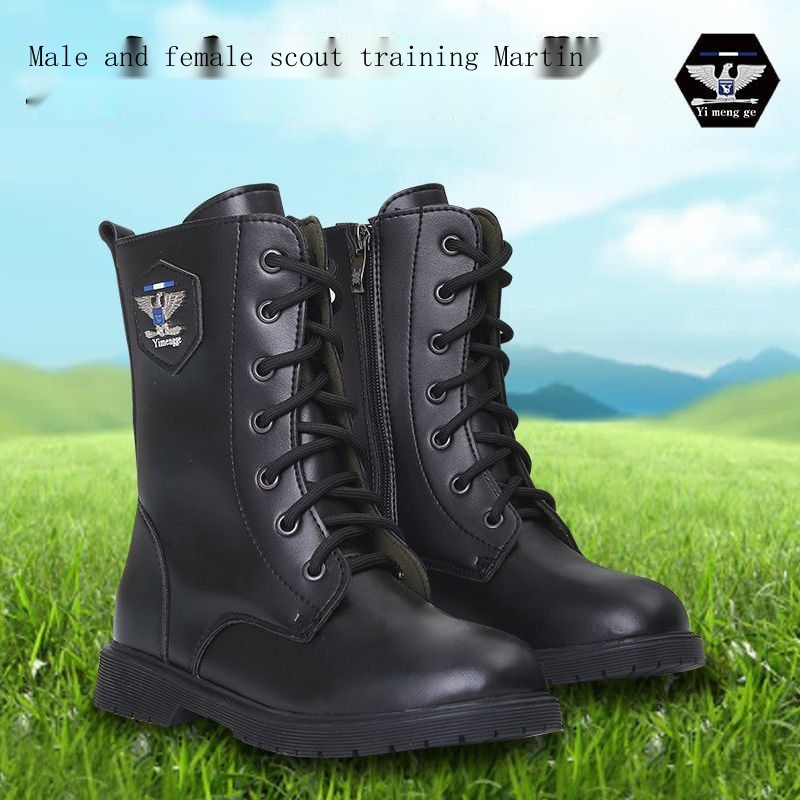 Girls black military discount boots