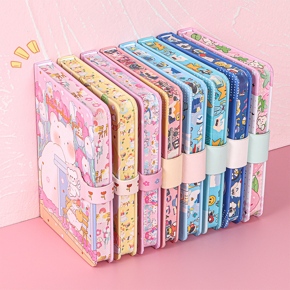 Mini Notebook Cute A5 Hardcover Color Page Diary Book Magnet Lock ...