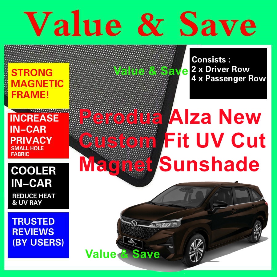 Perodua Alza 2022 New Toyota Veloz Uv Cut Custom Fit Magnet Sun Shade 