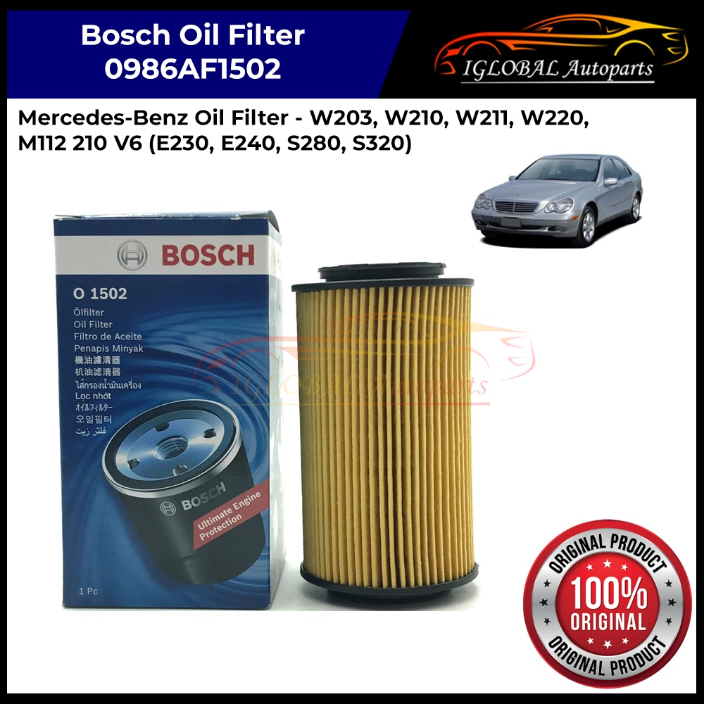 Bosch Oil Filter 1502 for MercedesBenz W203, W210, W211, W220, M112