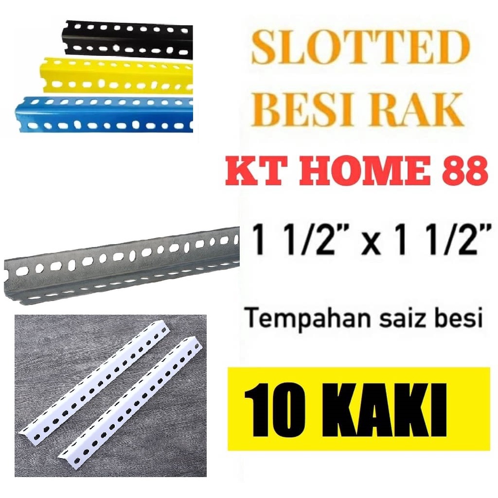 Besi angle rak lubang 10 kaki slotted angle bar 10 feet | Shopee Malaysia