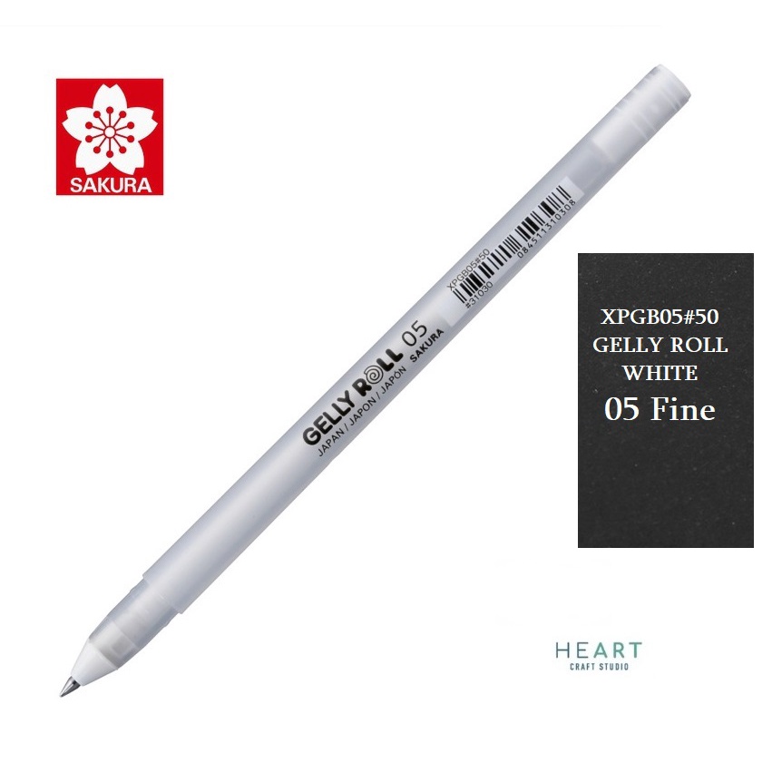 SAKURA GELLY ROLL WHITE GEL INK PEN 05 / WATER-BASED BALL POINT PEN ...