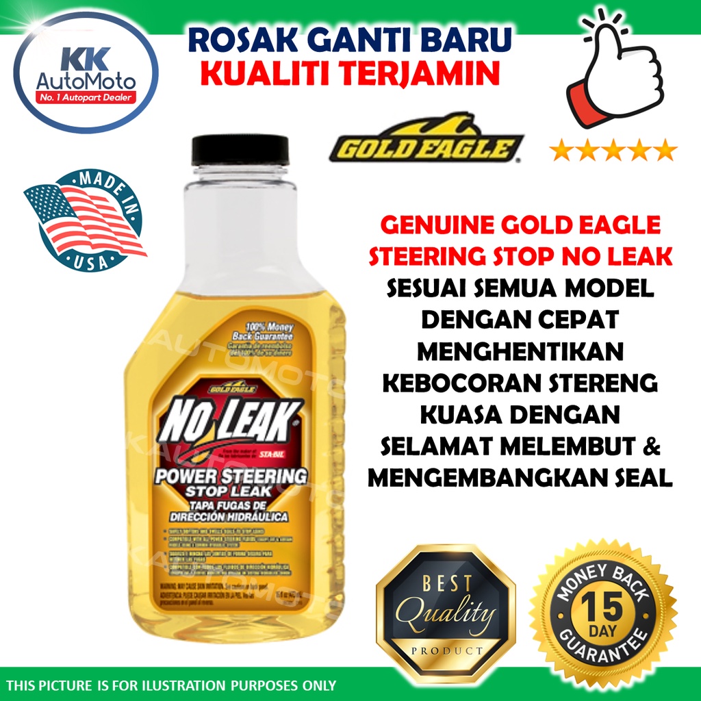1 Botol 473mL No Leak Gold Eagle USA Power Steering Stop Leak Repair