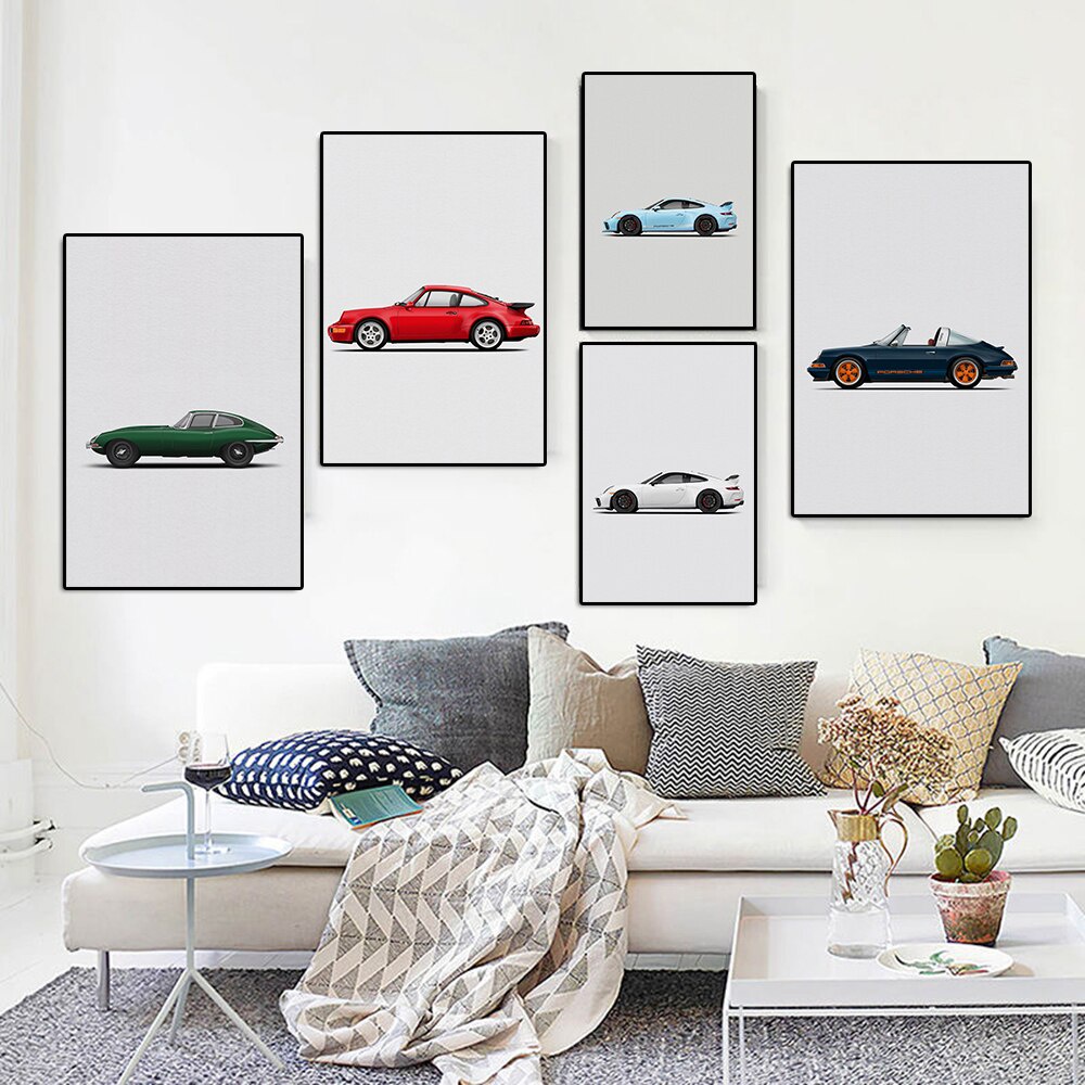 Minimalism Sports Car Porsche 911 Poster And Print Retro Supercar
