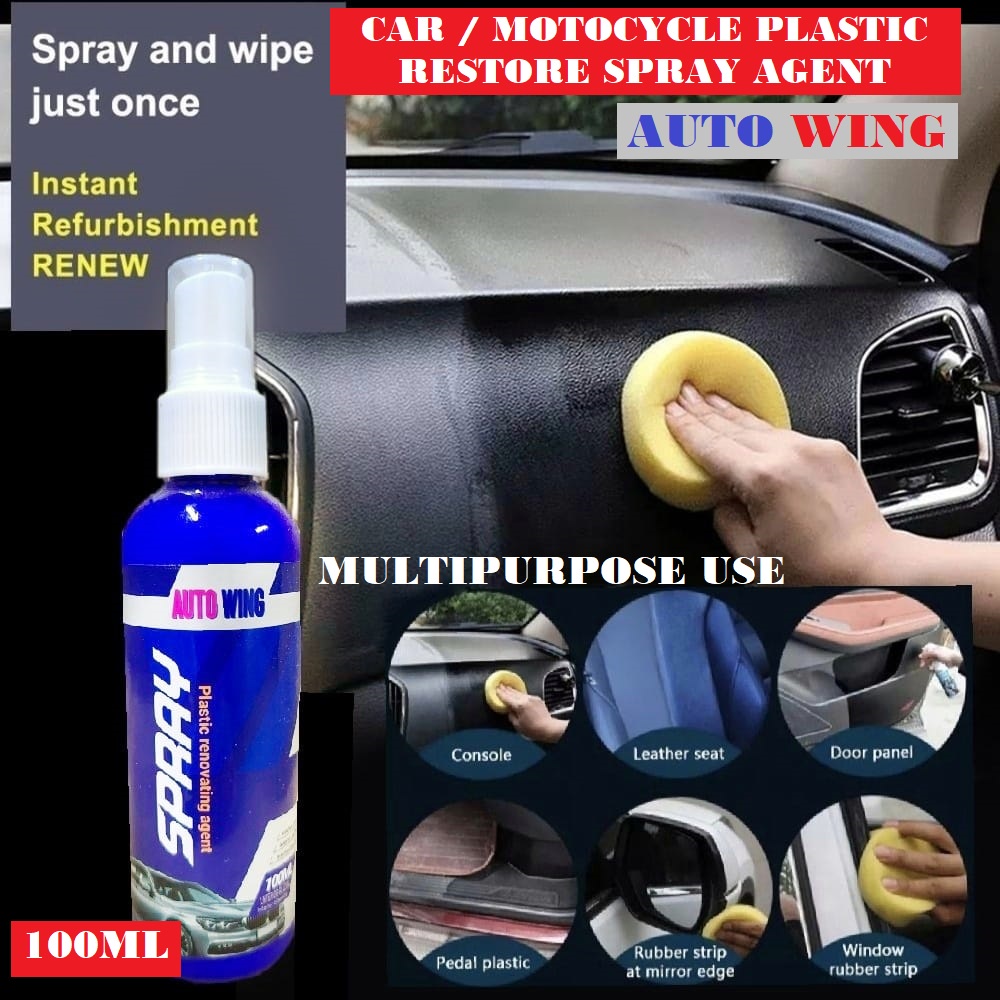 Car Plastic Spray Coating Rubber Restorer Renew Polish Wax Leather Wak ...