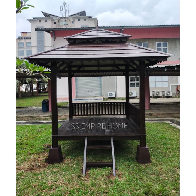 Gazebo 6x6 Double Roof Cengal Wood Pondok Kayu Handmade Outdoor Garden