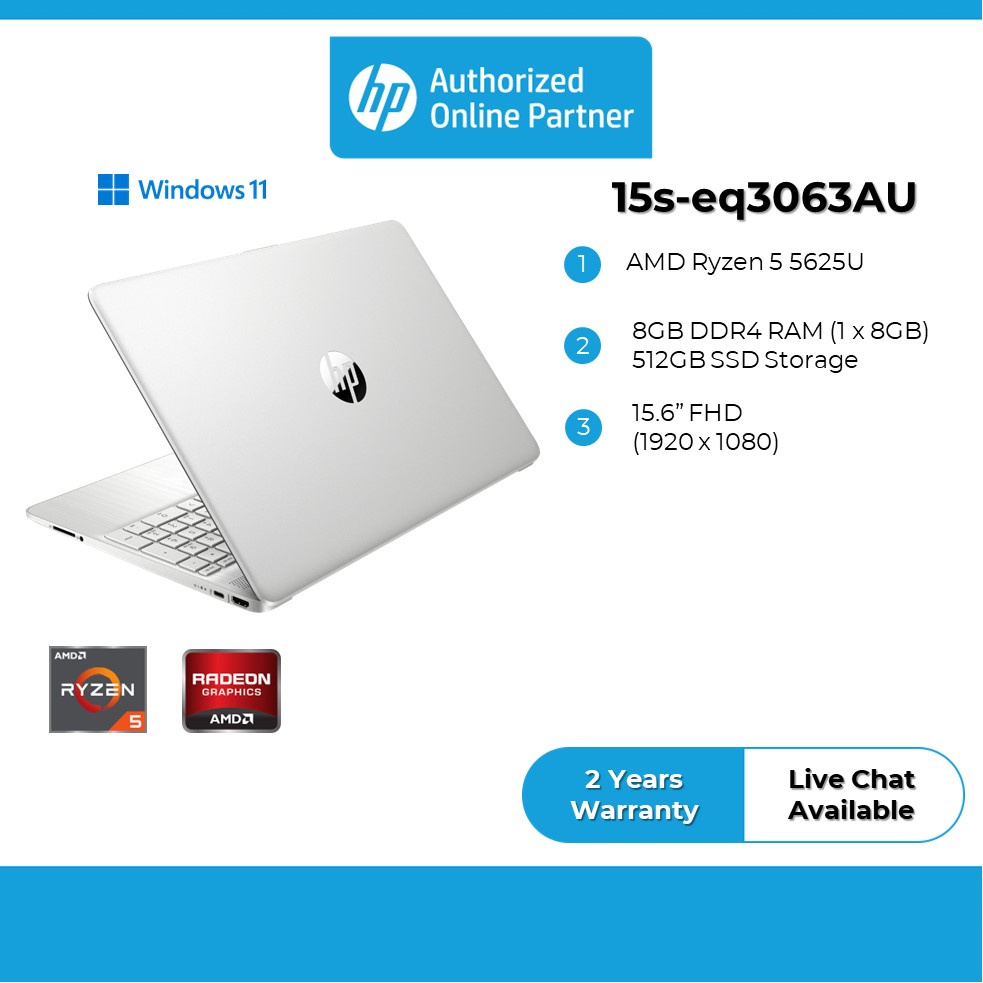 Hp Laptop 15s Eq3061au15s Eq3062au15s Eq3063au Amd Ryzen 58gb Ddr4512gb Ssdwin11156 3247