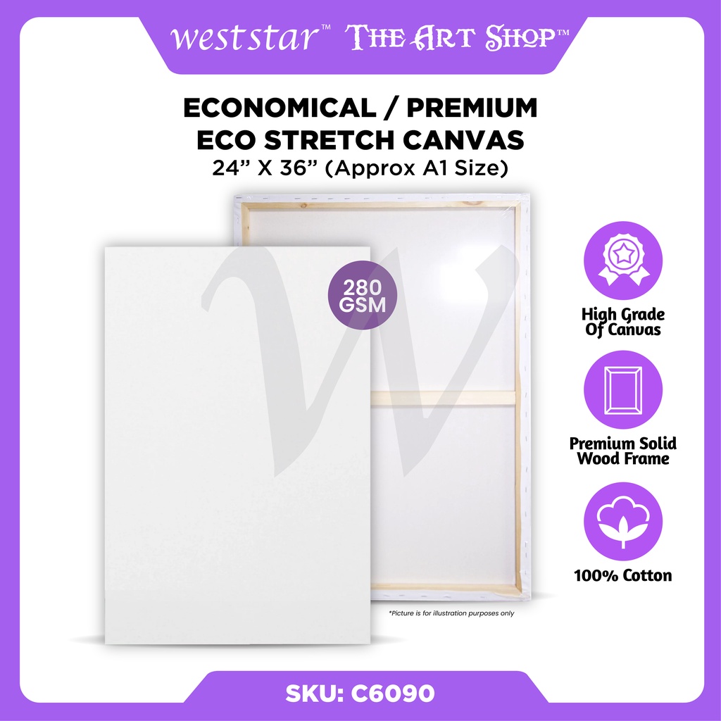 [WETAS] 6187C Stretched Canvas Painting Canvas Board Acrylic Oil ...