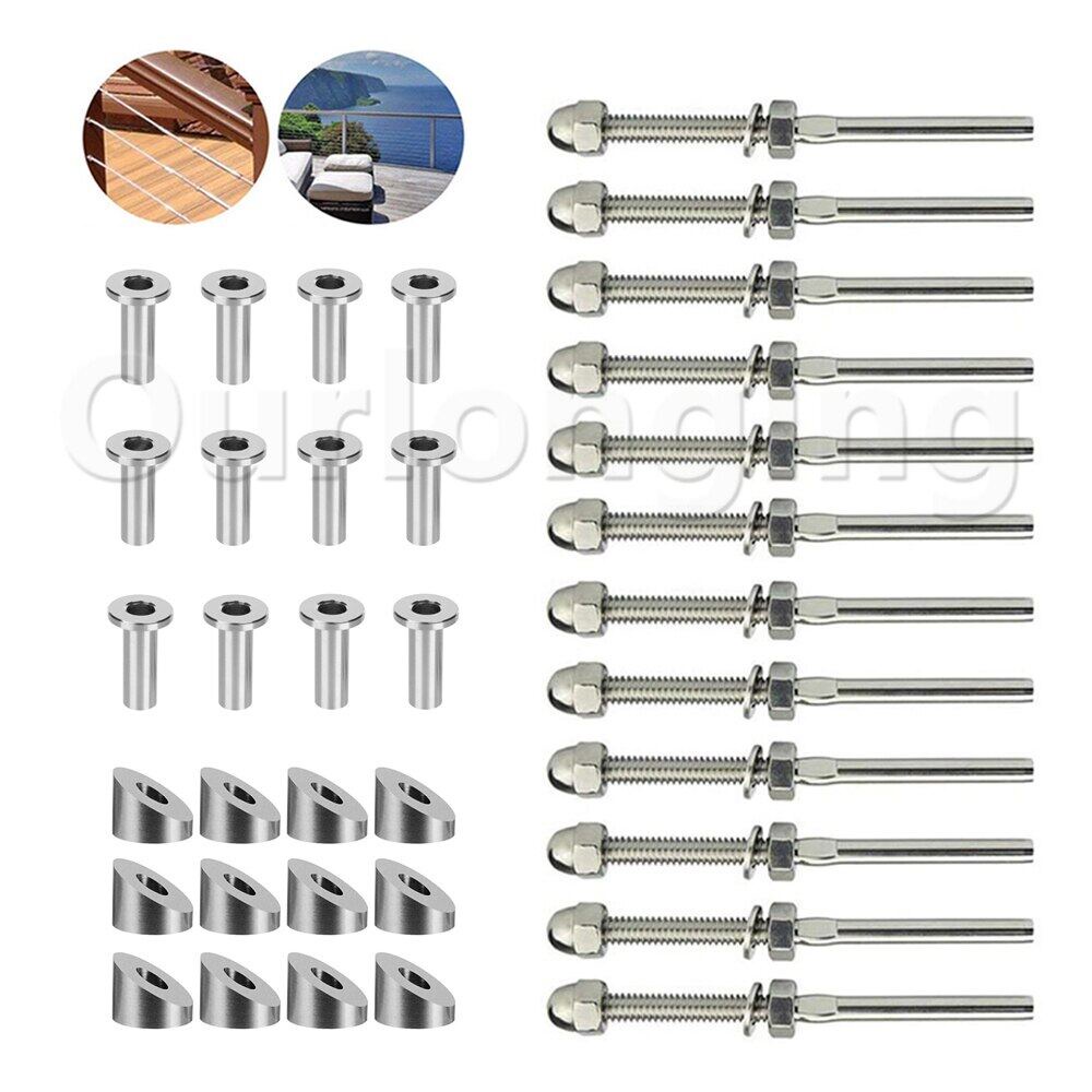 316 Stainless Steel Cable Railing Kits Threaded Tensioners Beveled ...