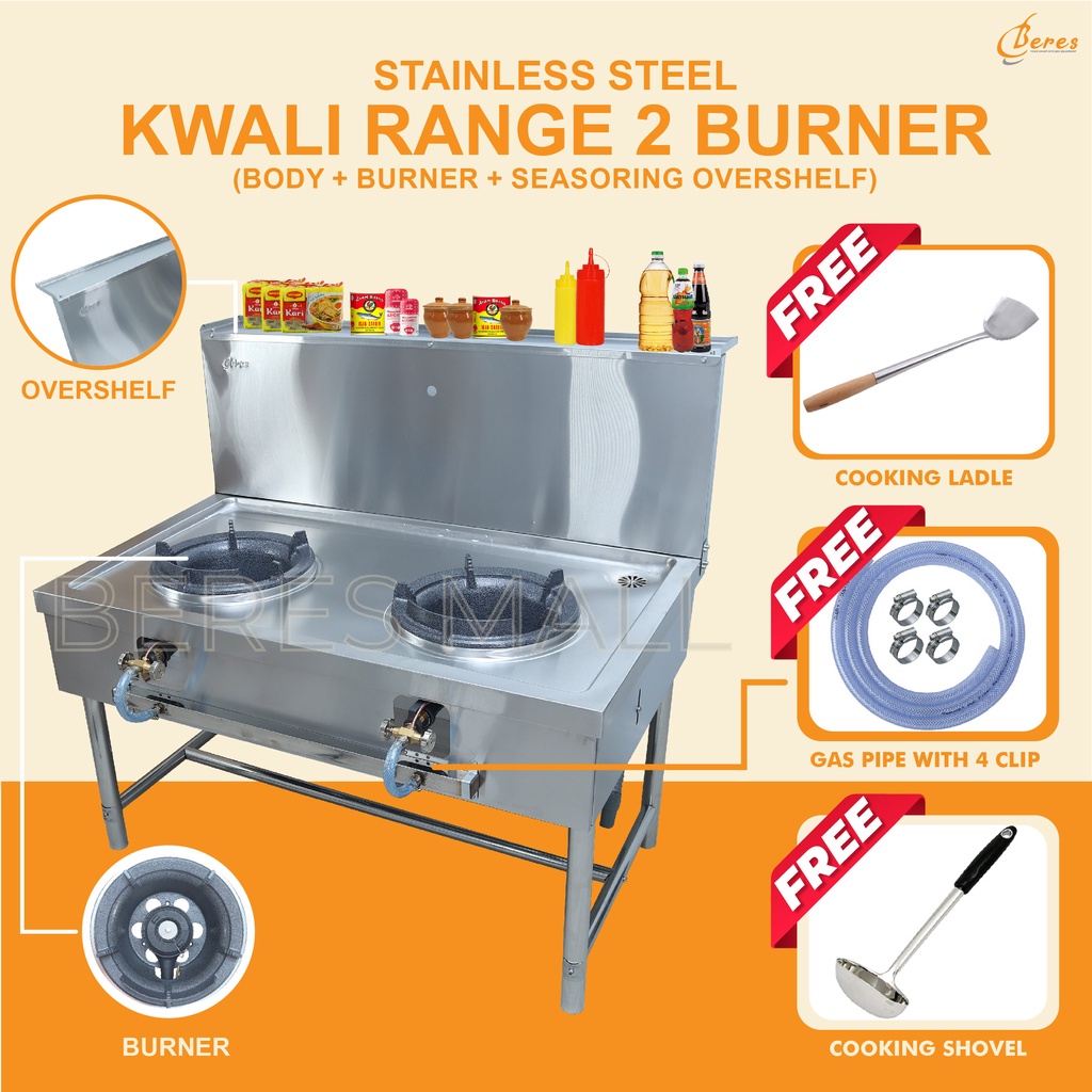 Dapur Gas Masak Stainless Steel Kwali Range 2 Burner High Pressure