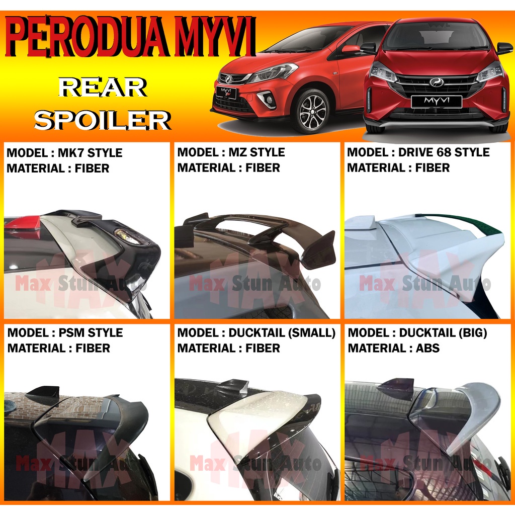 PERODUA MYVI 20182022 REAR SPOILER DUCKTAIL (MK7,D68,MZ,PSM,MG,MG2