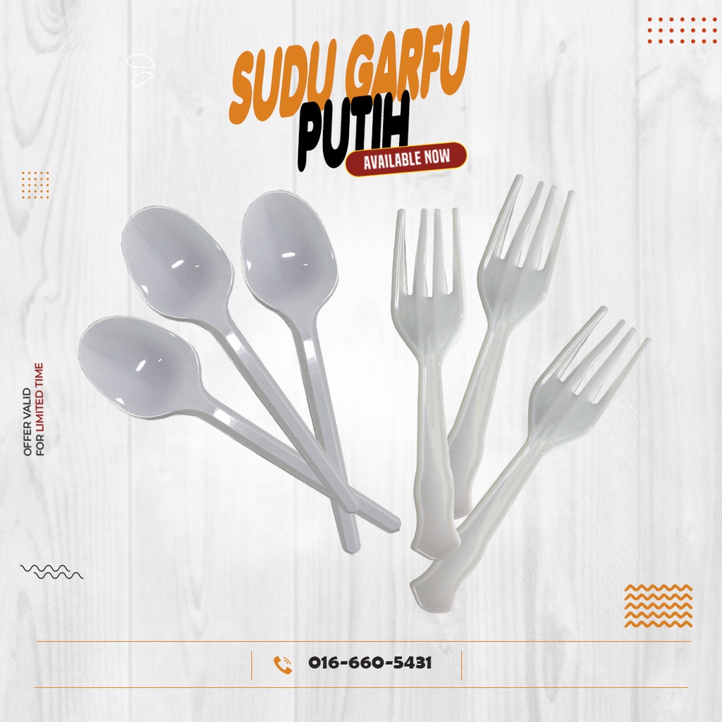 Sudu Plastik Putih Garfu Plastik Putih Disposable Plastic Cutlery