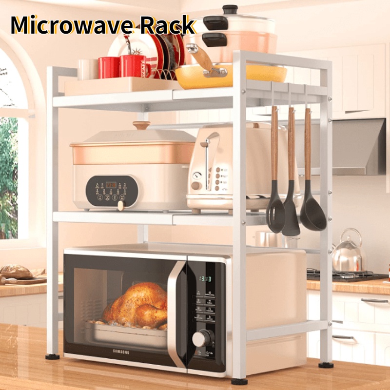 Kitchen Microwave Rack Adjustable Length And Height Commodity Shelf ...