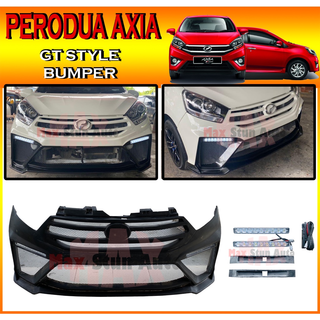 PERODUA AXIA 20172021 GT STYLE FRONT BUMPER WITH DAYLIGHT LED (GT