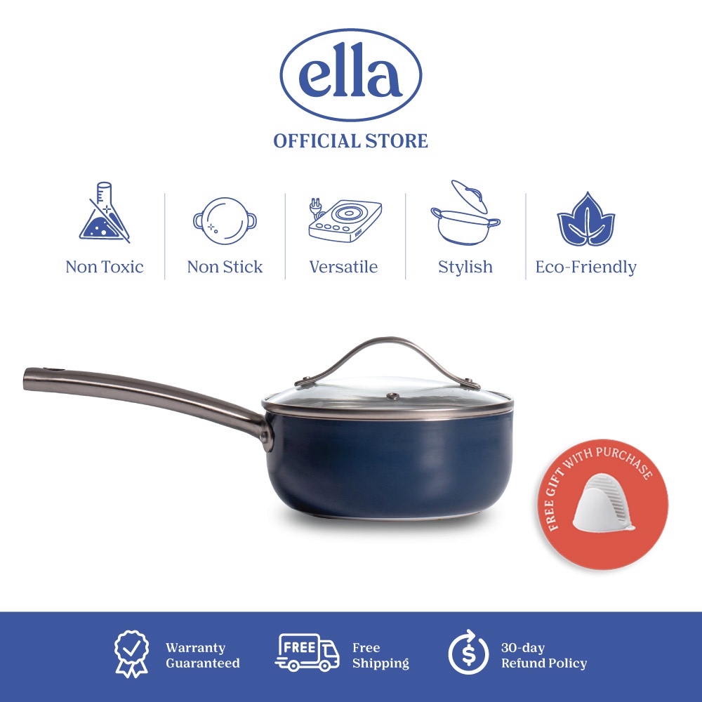 Ella Sauce Pan Non Stick, Non Toxic, Ceramic Coating (18cm) Shopee