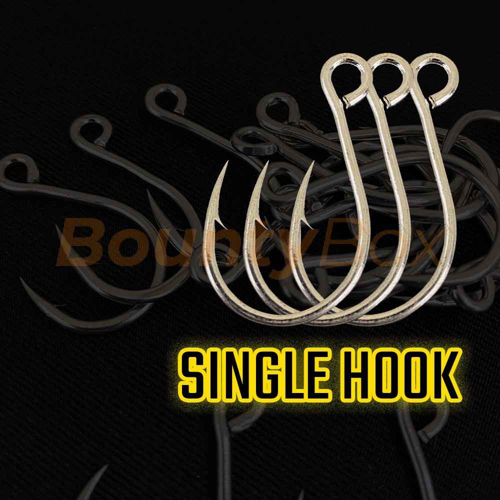 5pcs] Single Hook (8#-5/0#) Fishing Tackle Matakail Pancing Casting Jigging  Minnow Lure Siakap Umpan Zman Ikan Steel
