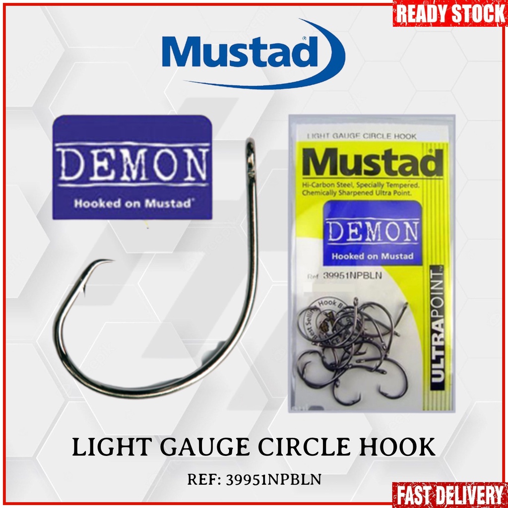 Mustad Light Gauge Circle Demon Fishing Hook (Ref: 39951NPBLN)