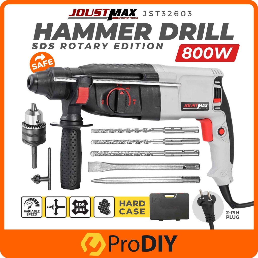 PRODIY JOUSTMAX JST32603 Rotary Hammer Drill 800W SDSPLUS 3 Mode