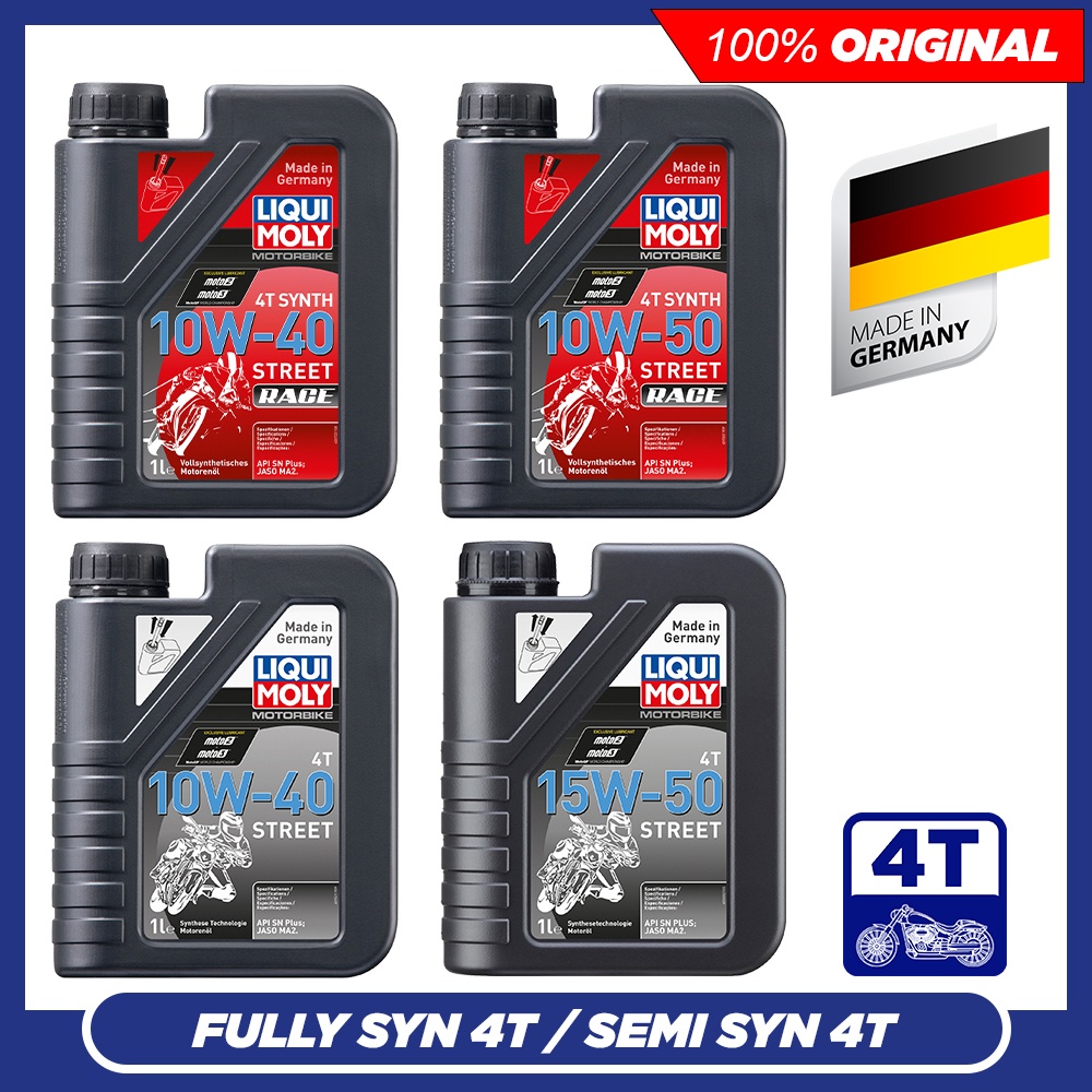 Liqui Moly 4T 10W50 10W40 RACE Fully Syn / 15W50 10W40 STREET Semi Syn ...