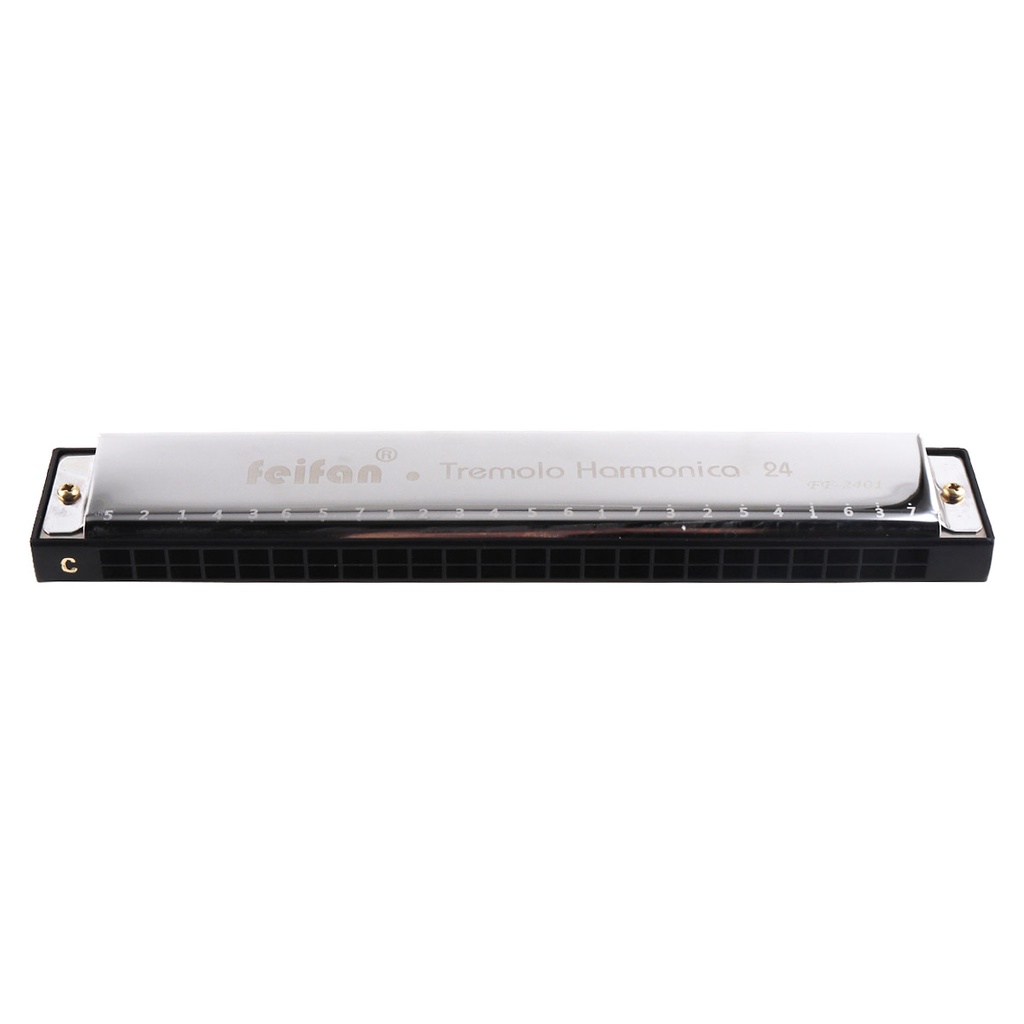 24 Holes 8K Titanium Harmonica Tremolo Tone KeyC Harp Mouth Organ ...