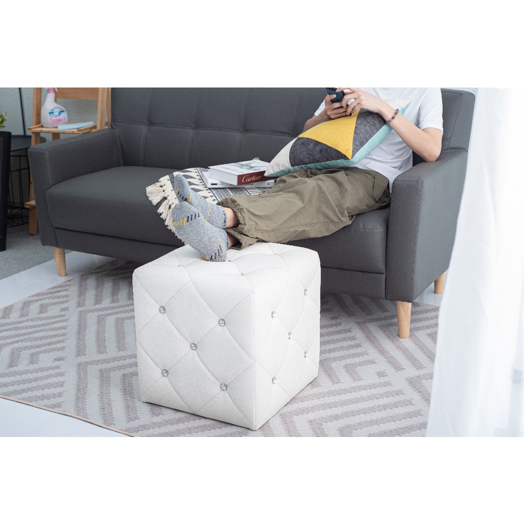 LUXURY White Leather Stool Chair Bench Chair Stool Ottoman Bench Bench