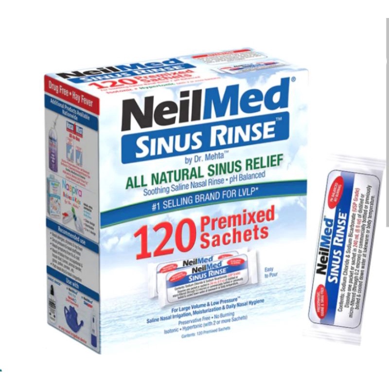 NeilMed Sinus Rinse All Natural Sinus Relief 120 Premixed Sachets