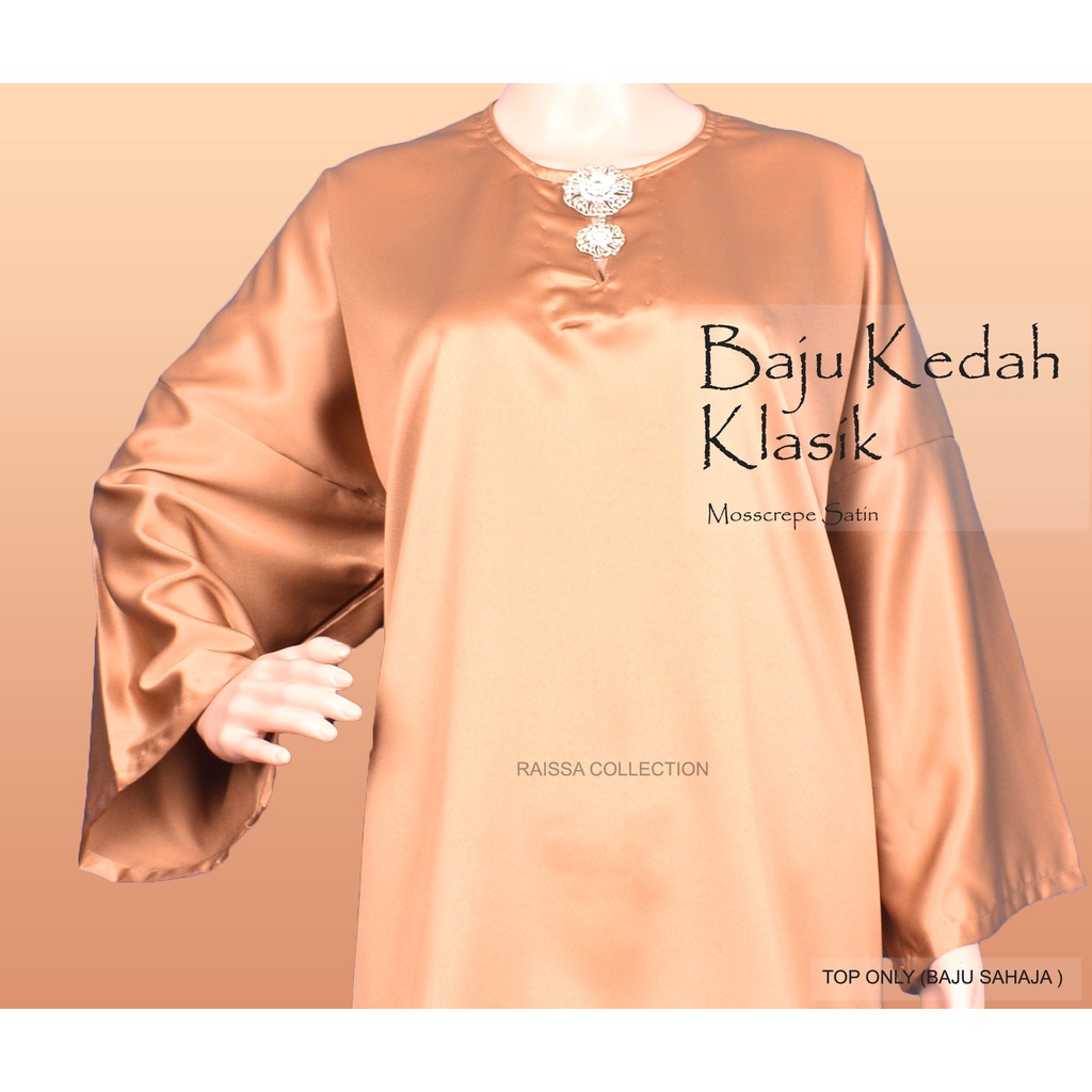 [ready Stock]baju Kedah Klasik Opah Plain Material Moss Crepe Satin