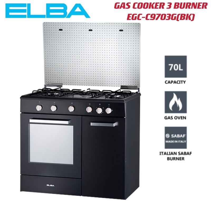 Elba Freestanding Gas Cooker With Gas Oven L Egc C G Bk Burner