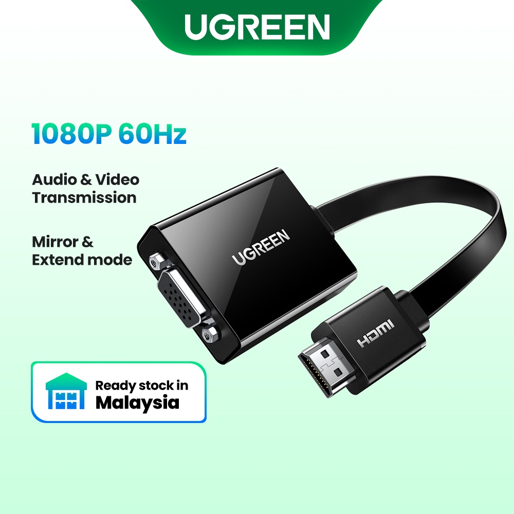 UGREEN Active HDMI to VGA Adapter with 3.5mm Audio Jack HDMI Male to VGA  Female up to 1080P for PC Laptop Ultrabook Raspberry Pi Chromebook Black