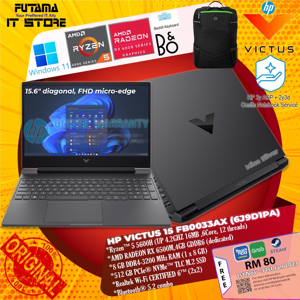 Hp Victus 15 Fb0033ax Win11amd Ryzen 5 5600hrx 6500m156 Fhd8gb512gb Ssd2yrs 1yr Adp 1531