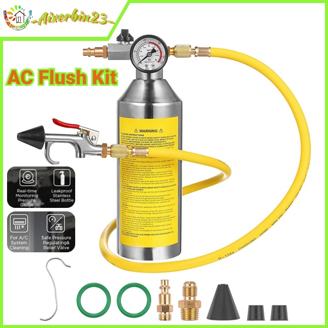 Nanan AC Flush Kit, Car Air Conditioner System Clean Canister Flushing