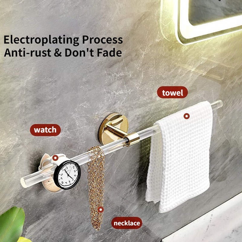 Bath Towel Rack Acrylic Bathroom Towel Rail No-Drill Toilet Towel ...