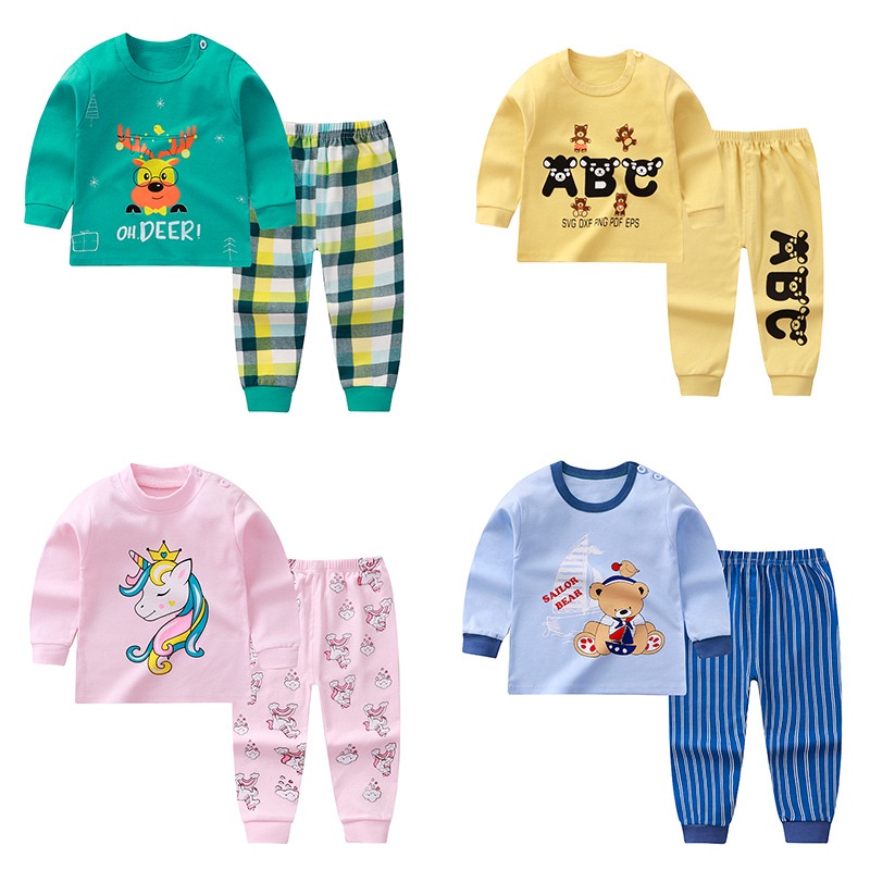 Infant Underwear Set Autumn Baby Bear Cartoon Pajamas Children's
