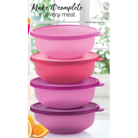 READY STOCK Tupperware Aloha Bowl(4)1L Airtight Liquid tight | Shopee ...